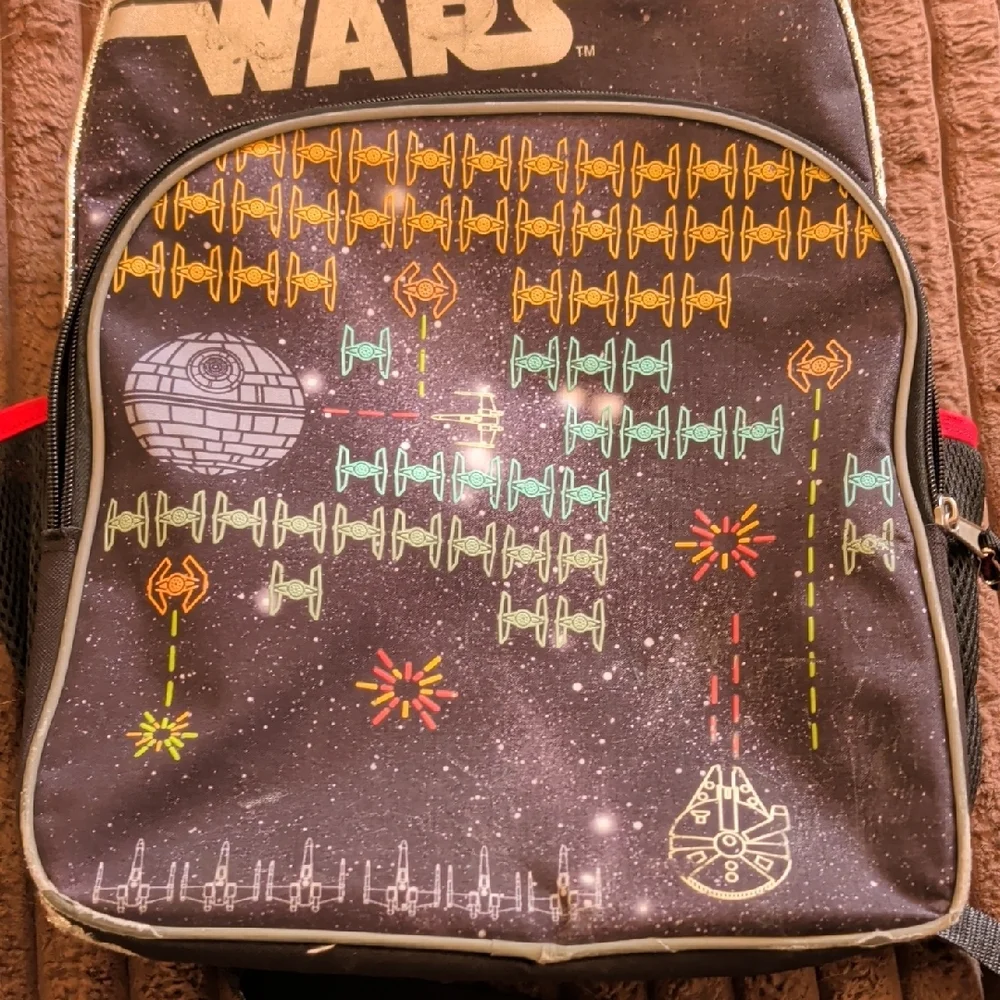 Star Wars Black and Orange Backpack Throwback Retro Space Invaders